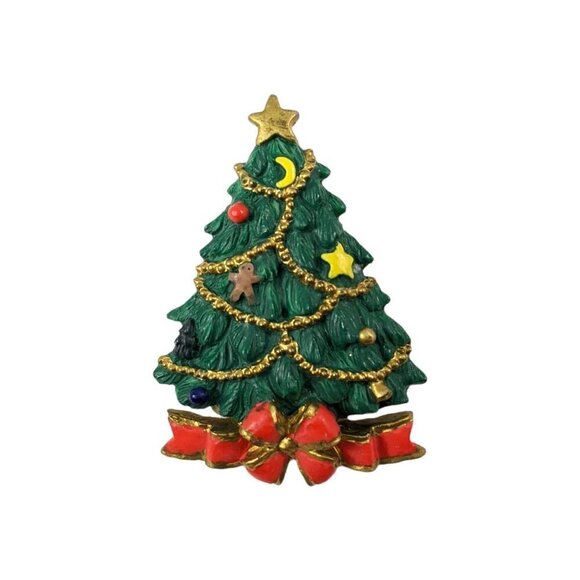 Vintage AGC Christmas Tree Resin Pin, Holiday Decorated Pin, Festive Gift - Picture 1 of 8